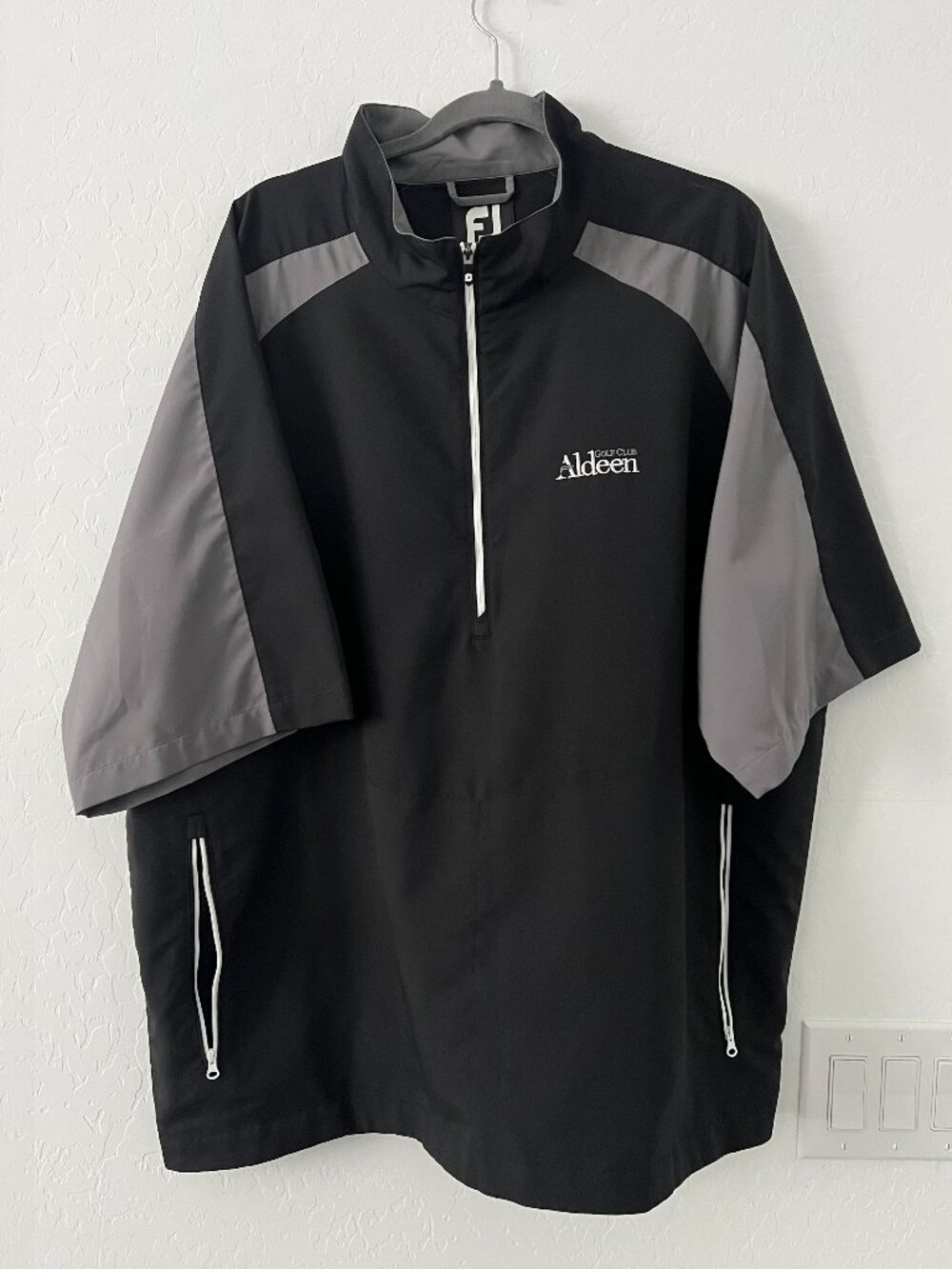 FootJoy FJ 1/2 Zip Golf Wind Shirt Pullover 2XL Black Gray Aldeen Golf Club